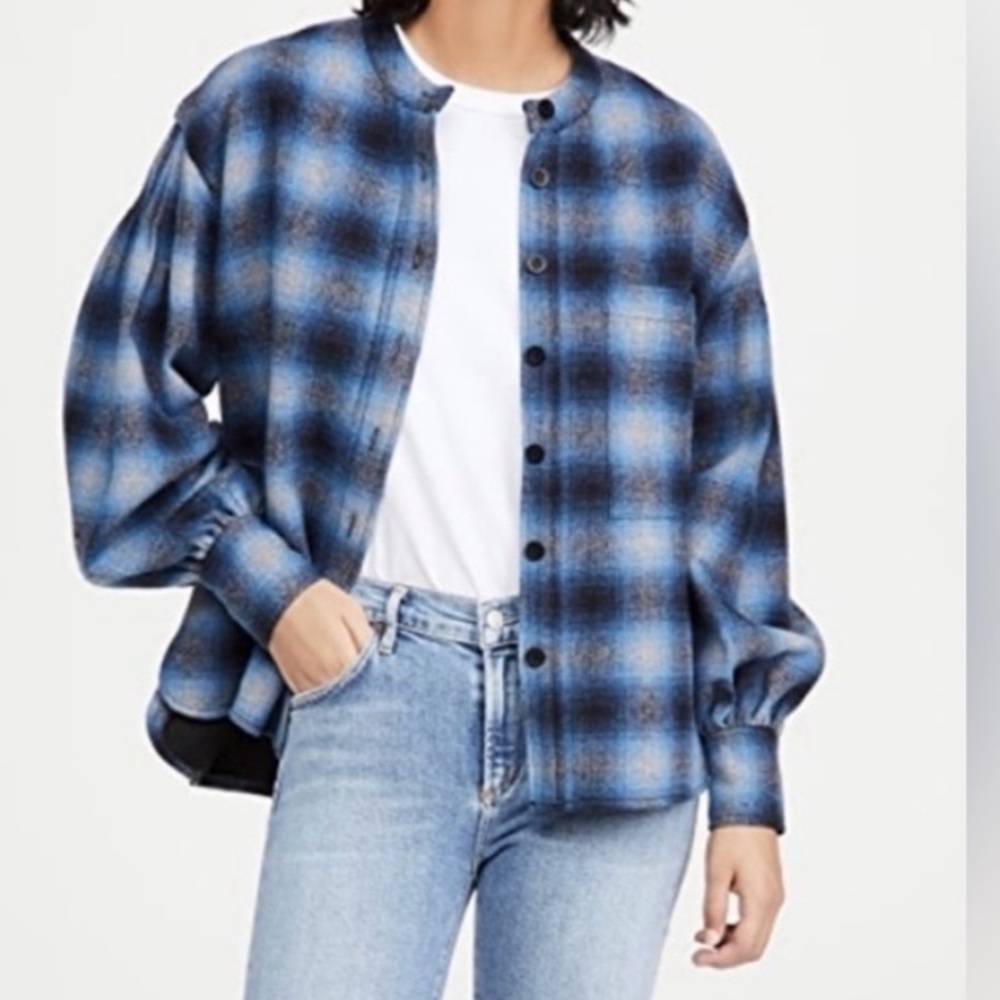 Rebecca Minkoff Blue Plaid Button Down Shirt